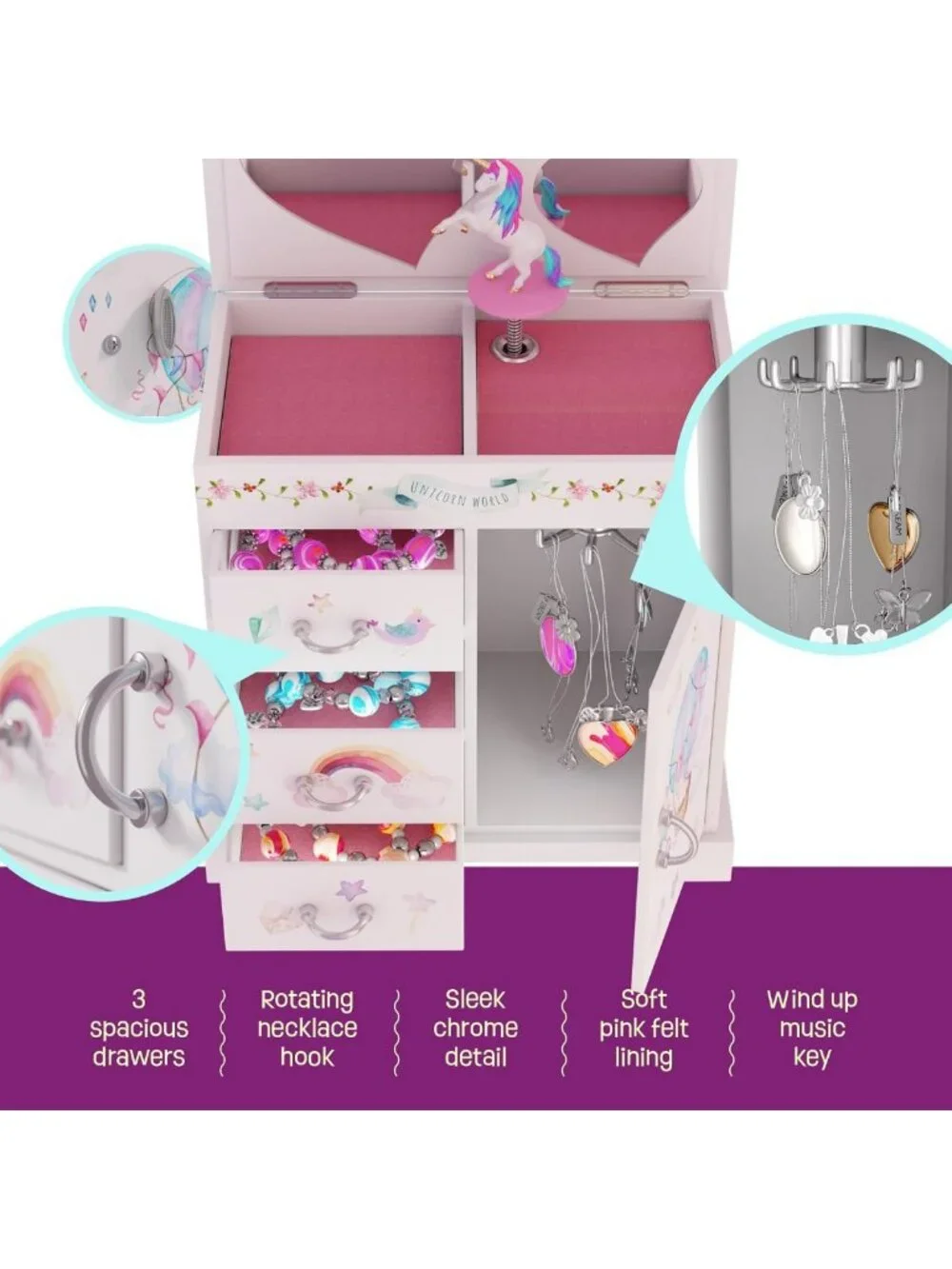 Musical Unicorn Jewelry Box for Kids - Perfect Gift for Girls Ages 3-8